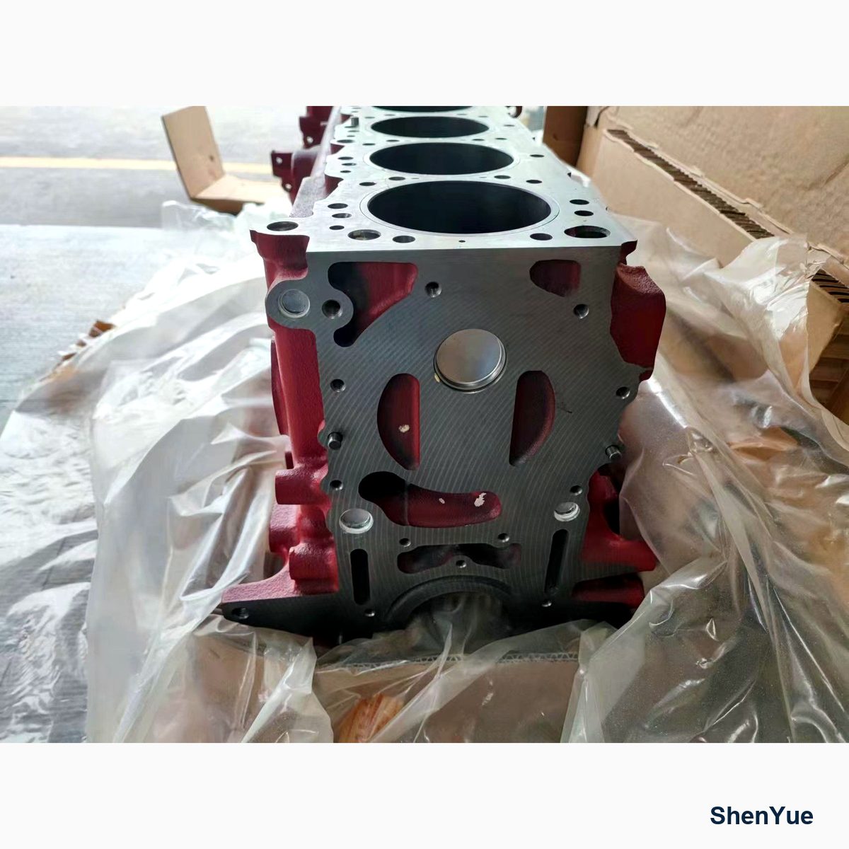 Engine Block VH11401E0185 Kobelco part — real photo from our Guangzhou warehouse