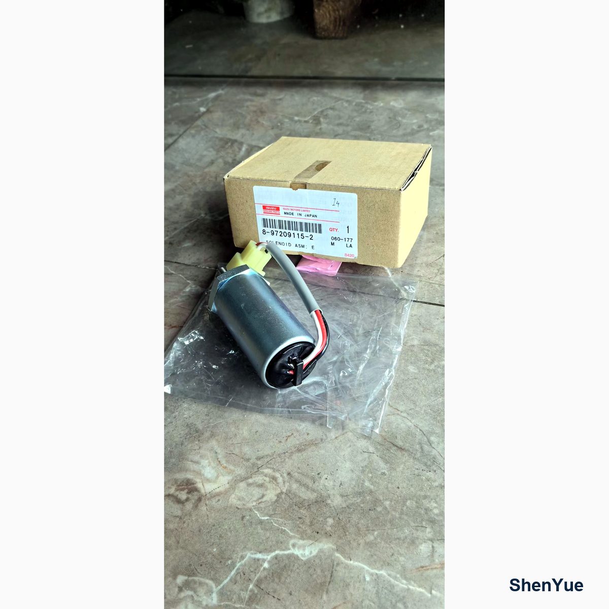Stop Solenoid Valve VI8972091152 Kobelco part — real photo from our Guangzhou warehouse